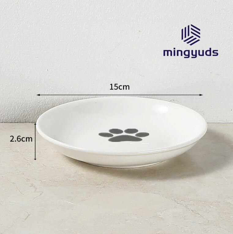 Изображение Миска для животных высокая MyPads, керамическая с металлической подставкой, анатомическая миска для кошек и собак-