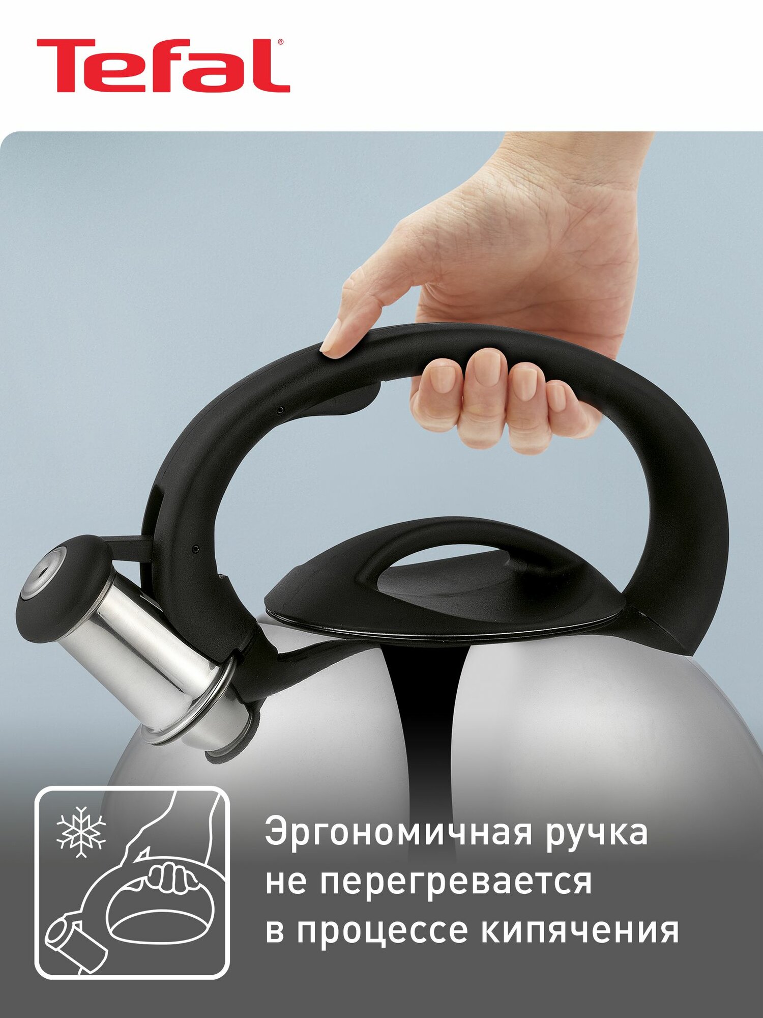 Чайник со свистком Tefal C7922024 3 л, подходит для газовых, электрических и стеклокерамических плит — фото 1