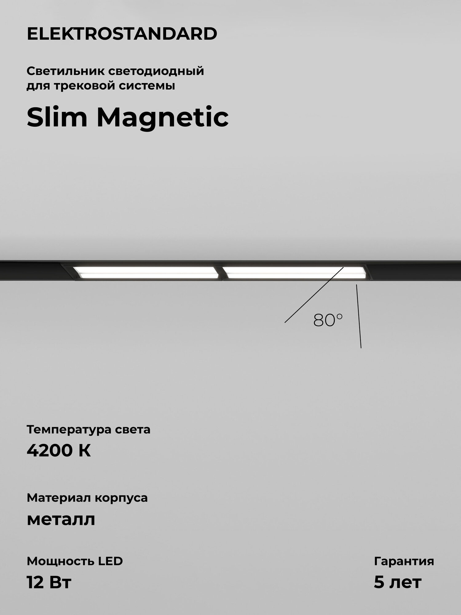 Трековый светодиодный светильник Elektrostandard Slim Magnetic WL02 85008/01, 12 Вт, 4200 K, цвет черный