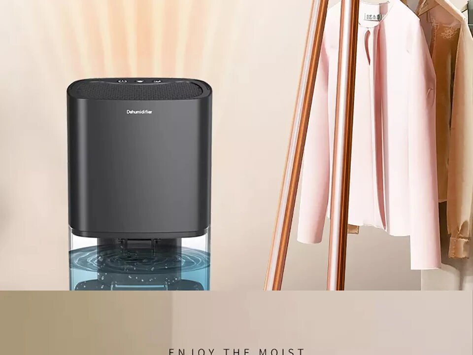 Изображение Новый портативный осушитель Xiaomi, 1000 мл, резервуар для воды, осушитель для дома, ванной комнаты, подвал, портативный осушитель, black, Европейская