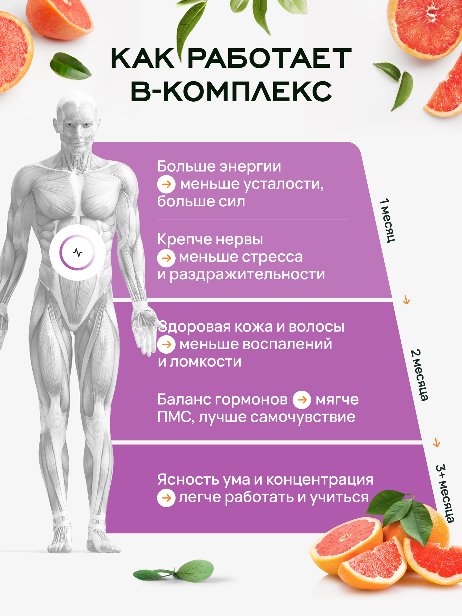 Витамин B, Комплекс витаминов группы Б, от B1 до B12 , Витамины для энергии, для волос, ногтей, кожи, 60 капсул — фото 1