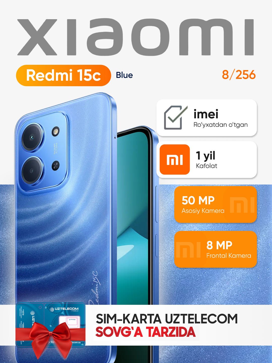 Смартфон Xiaomi Redmi 15C 8/256GB — максимум памяти, максимум стиля!