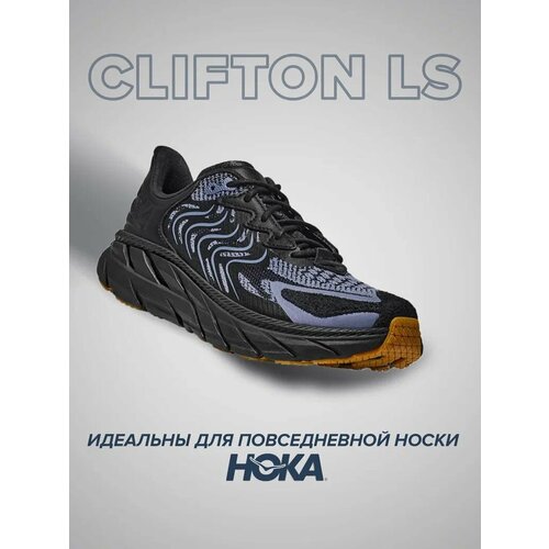 фото Кроссовки hoka one one clifton ls, полнота d, размер 39 ru, черный/голубой