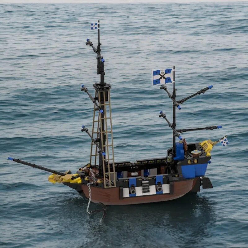 694 шт. MOC пиратский корабль Caribbean Clipper V2.0, классический Remake, полностью функциональный, модельные строительные блоки, подарок на день рождения