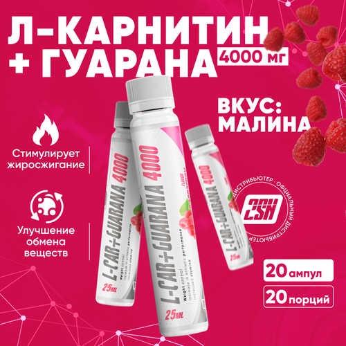 Л-карнитин 2SN L-Carnitine + Guarana 4000mg 25ml amp (Малина) 20шт