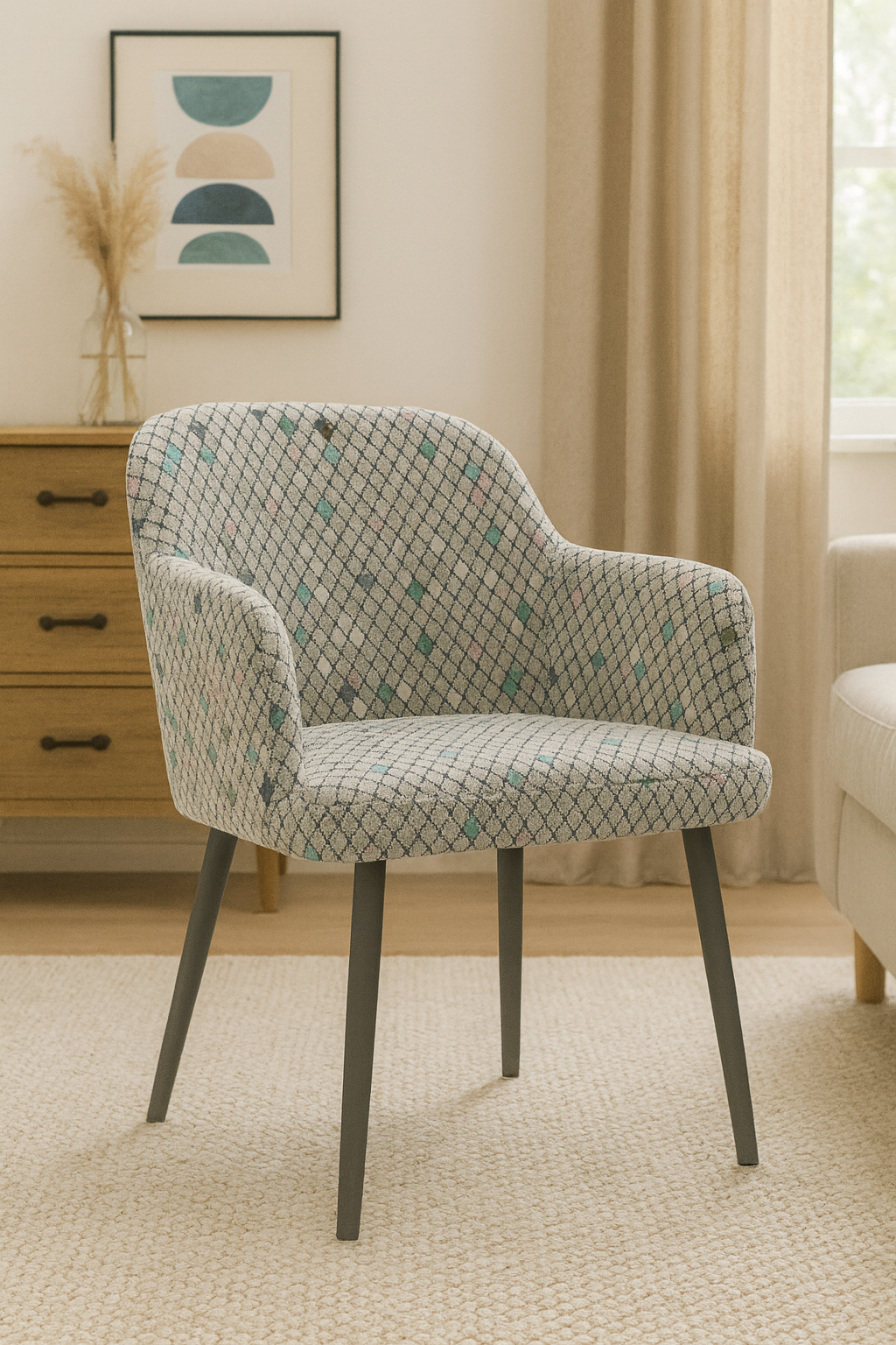 Мягкий кухонный стул со спинкой и подлокотниками ВС 165, виста