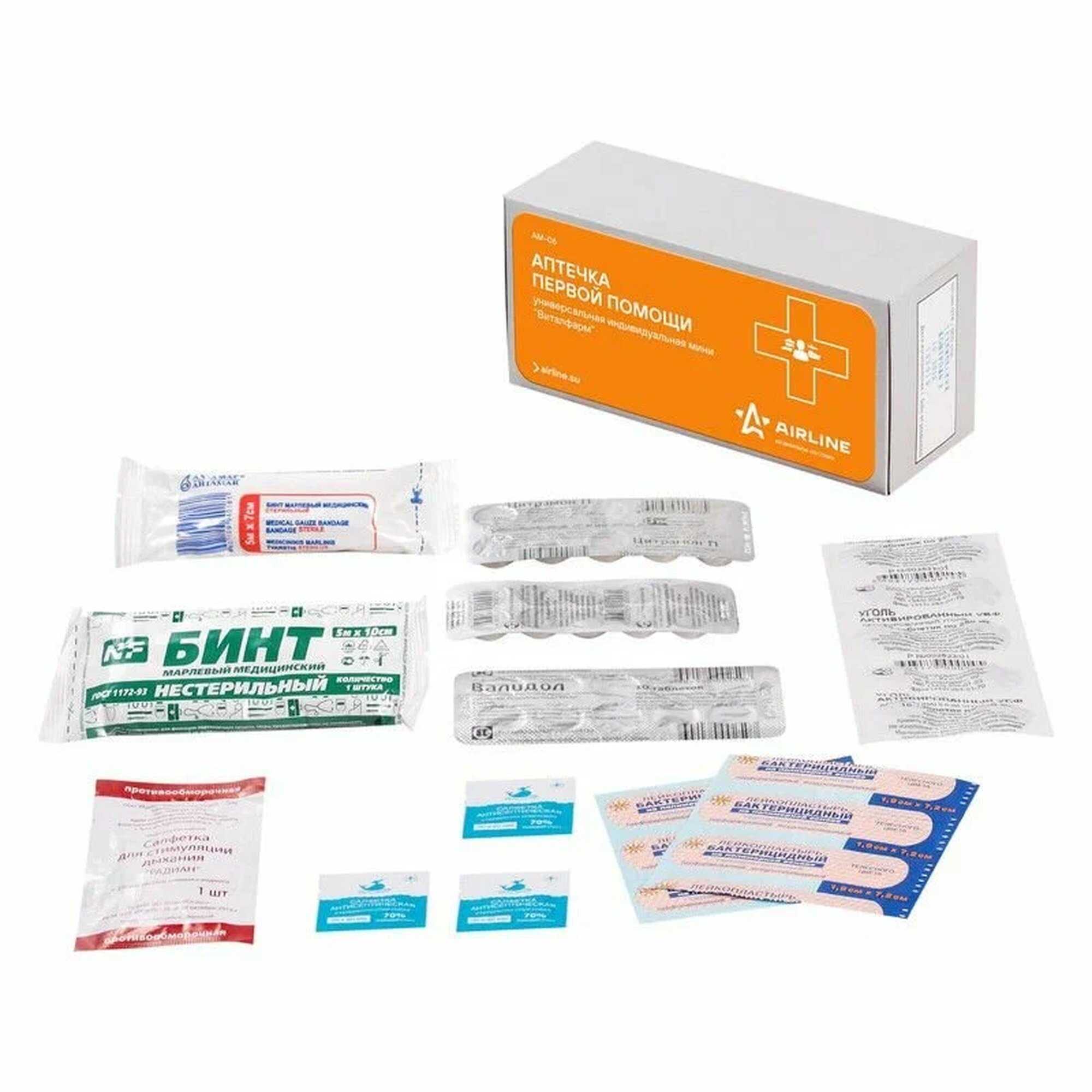 Аптечка универсальная индивидуальная Airline AM06 с медикаментами