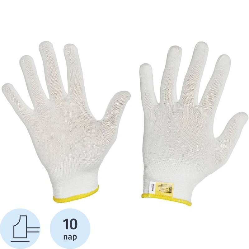 Перчатки нейлон Manipula микрон (TNY-24/MG101) белые 10 пар/уп р10 ПС