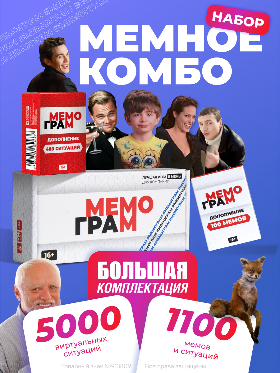 Набор настольных игр смешные мемы и ситуации Мемограм, в подарок для вечеринок, для всей семьи, коллег, на день рождения