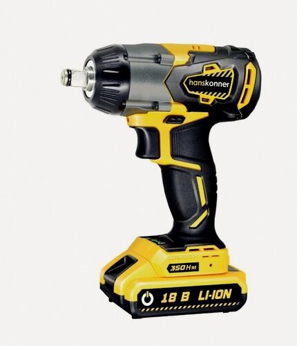 Изображение товара Гайковерт бесщеточный ударный аккумуляторный HANSKONNER HCD18350S, 350 н/м, квадрат 1/2" с внутренним HEX 1/4" (6,35 мм), 2 акб и з/у