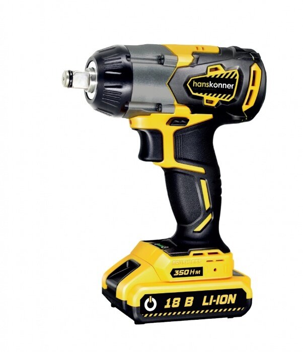 Гайковерт бесщеточный ударный аккумуляторный HANSKONNER HCD18350S 350 н/м квадрат 1/2