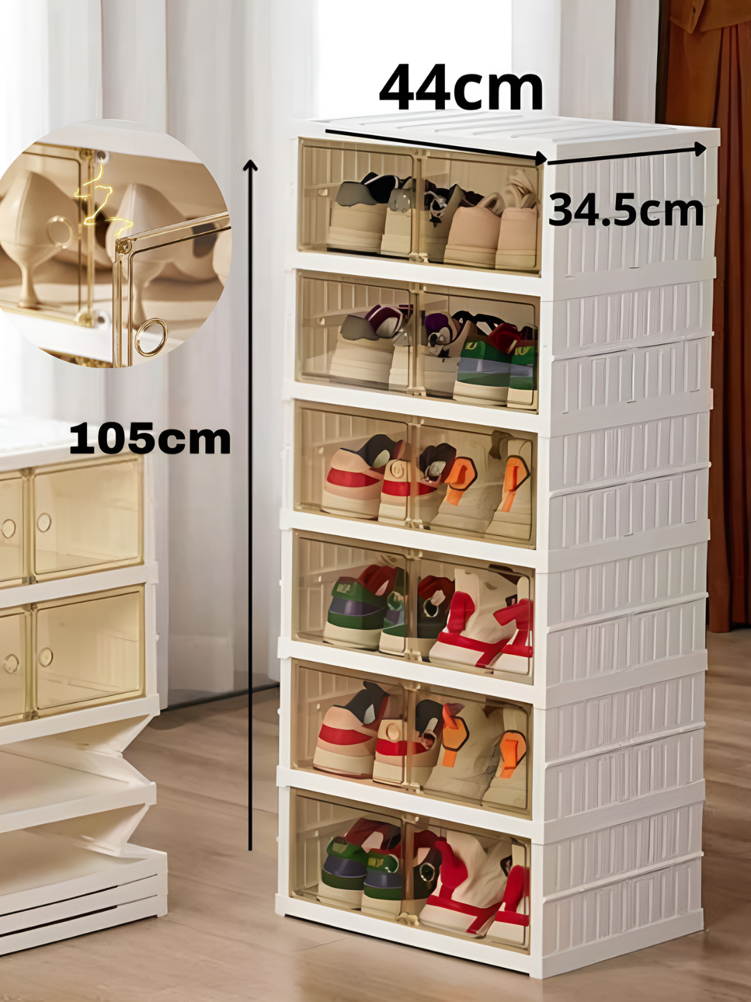 Складной шкаф для обуви с прозрачными дверцами, 6 уровней, на 12 пар