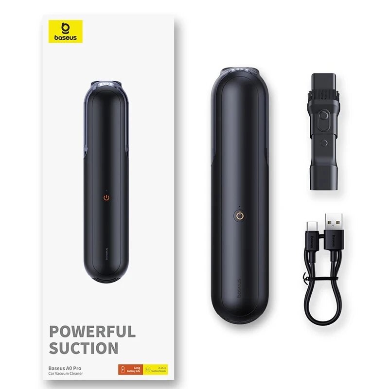 Baseus A0Pro Автомобильный пылесос Беспроводной мини-портативный автомобильный пылесос Беспроводной автомобильный пылесос для очистки автомобиля ПК Black