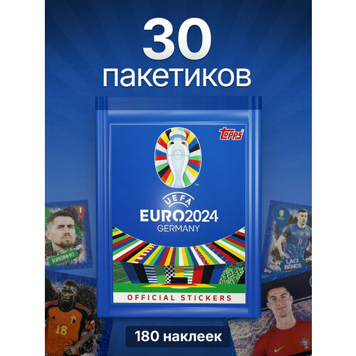 фото Наклейки topps euro 2024, 30 пакетиков, 180 наклеек