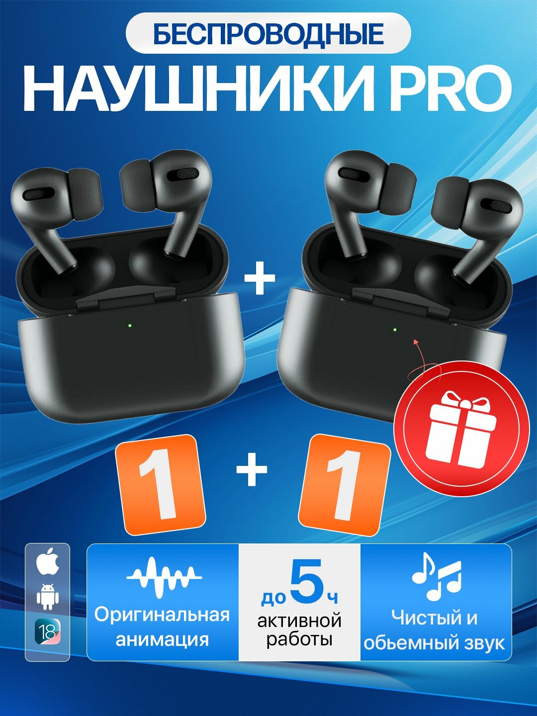 Беспроводные наушники airpods pro//Наушники/airpods, iPhone и Android 1+1
