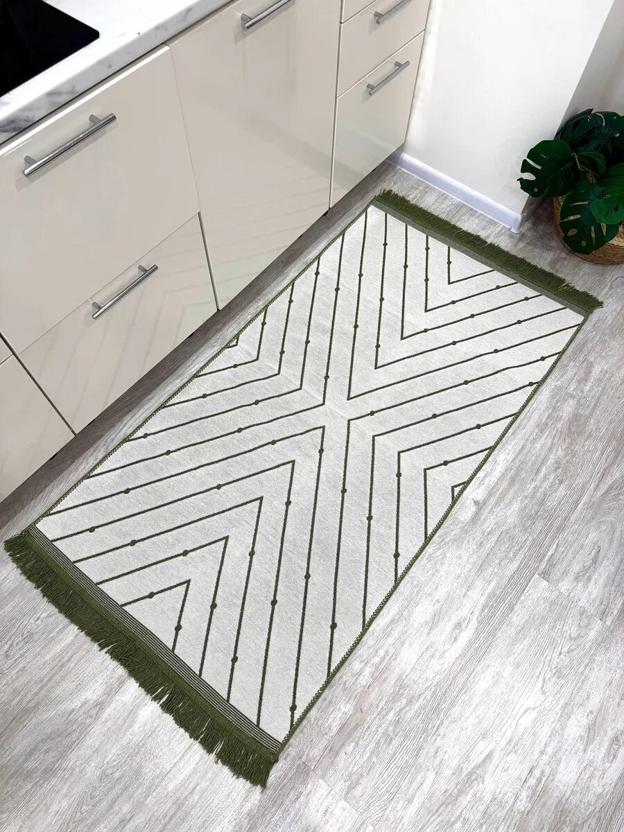 Килим хлопковый двусторонний 80х150 см, безворсовый ковер на пол, Турция — фото 1