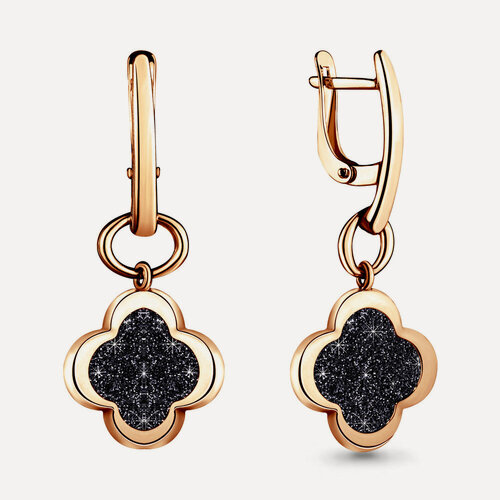 Изображение товара Серьги с подвесками, серебро, 925 проба, родирование, золочение, алмазный полуфабрикат