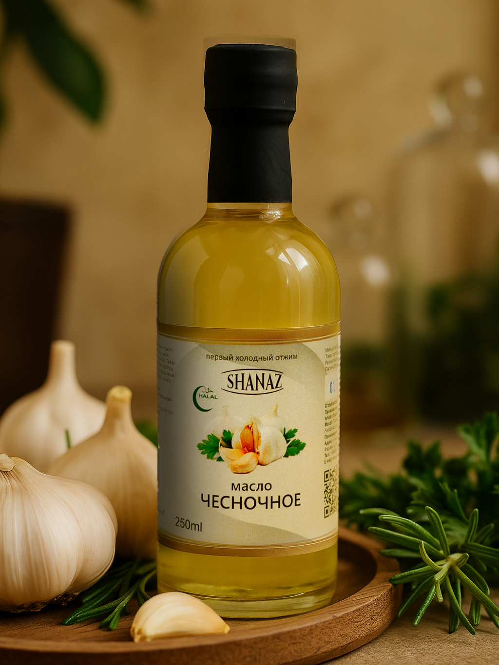 Масло чесночное 250 мл Garlic Oil Премиум в стеклянной бутылке — природная защита Вашего здоровья