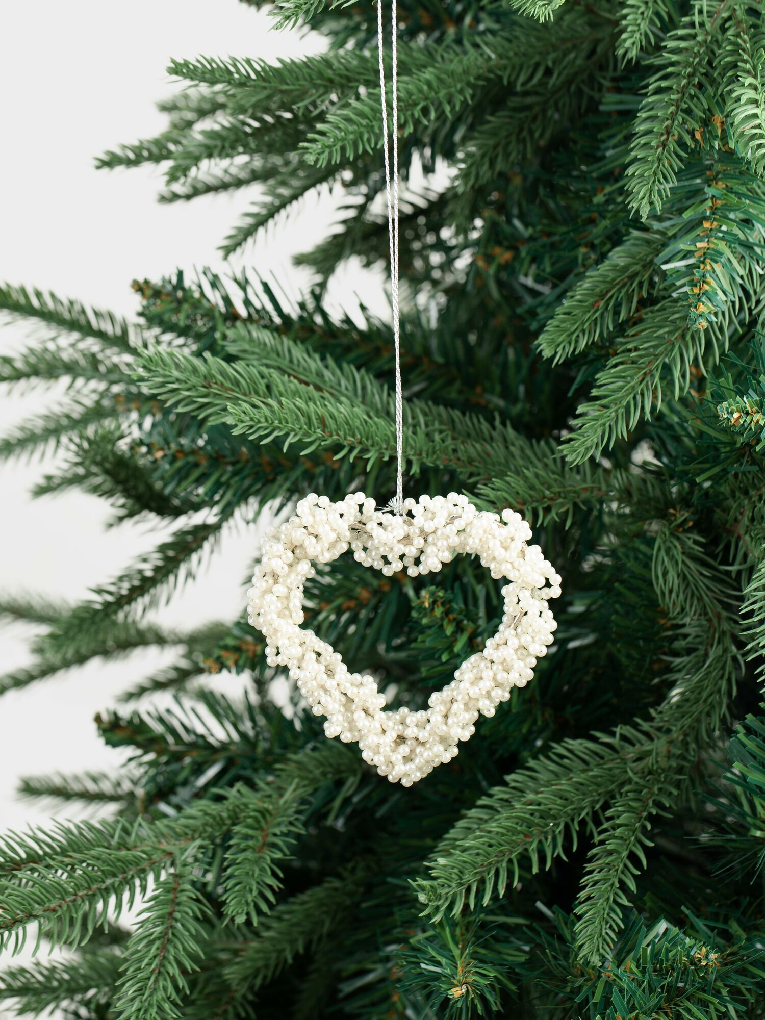 Игрушка елочная 8 см бисер/металл перламутр Сердце Beads figure