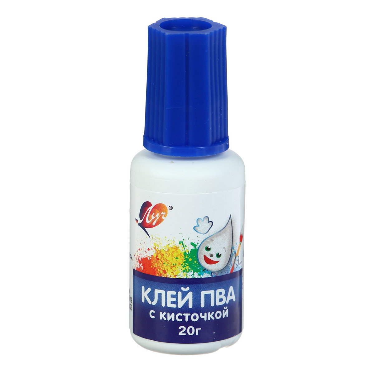 Клей ПВА канцелярский универсальный, 20 г, флакон с кисточкой, Луч