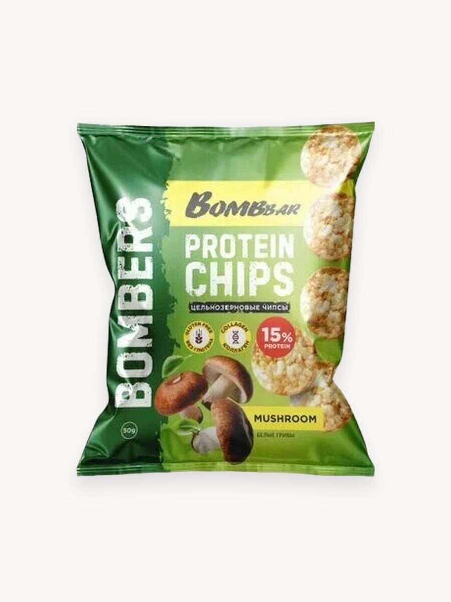 Bombbar Чипсы протеиновые цельнозерновые со вкусом "Белые грибы", 6шт х 50г