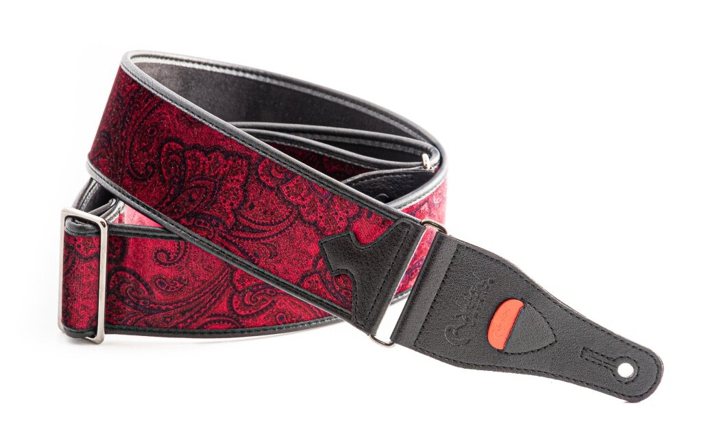 8419612001138 Talisman Paisley Velvet Red Ремень для гитары, синтетика, красный, RightOn Straps