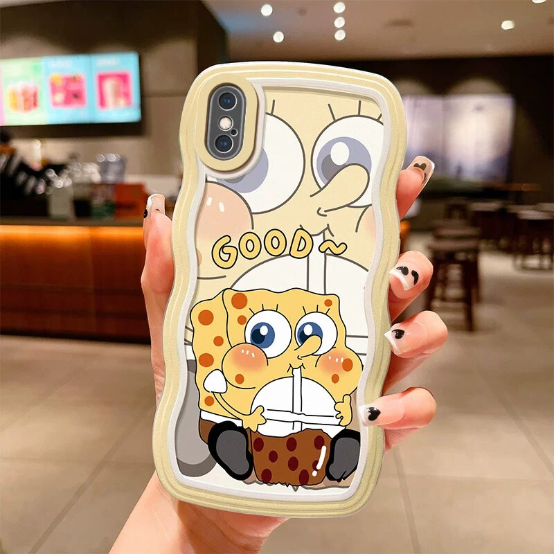Чехол для iPhone XS с рисунком Спанг Боба, желтый цвет, веселый дизайн для Apple iPhone XS