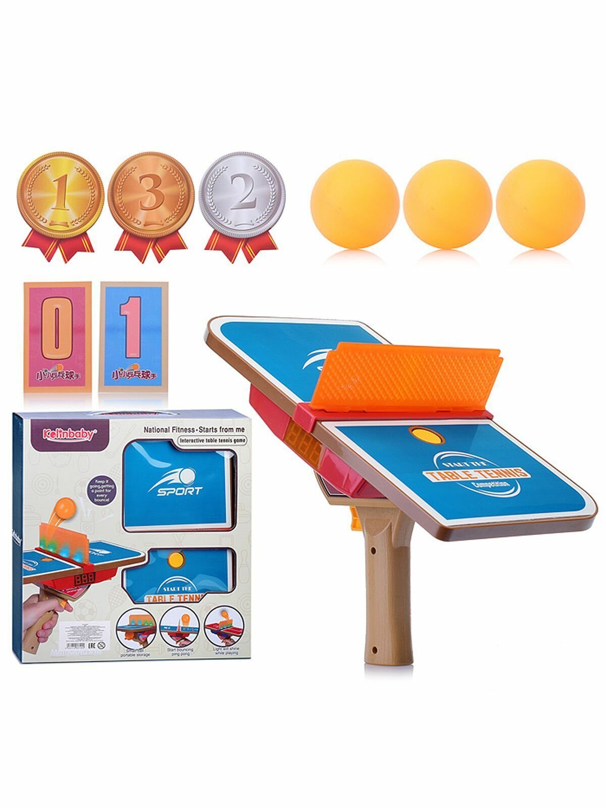 Игра "Мини Стол-Теннис" с подсветкой и счетом, цвет синий