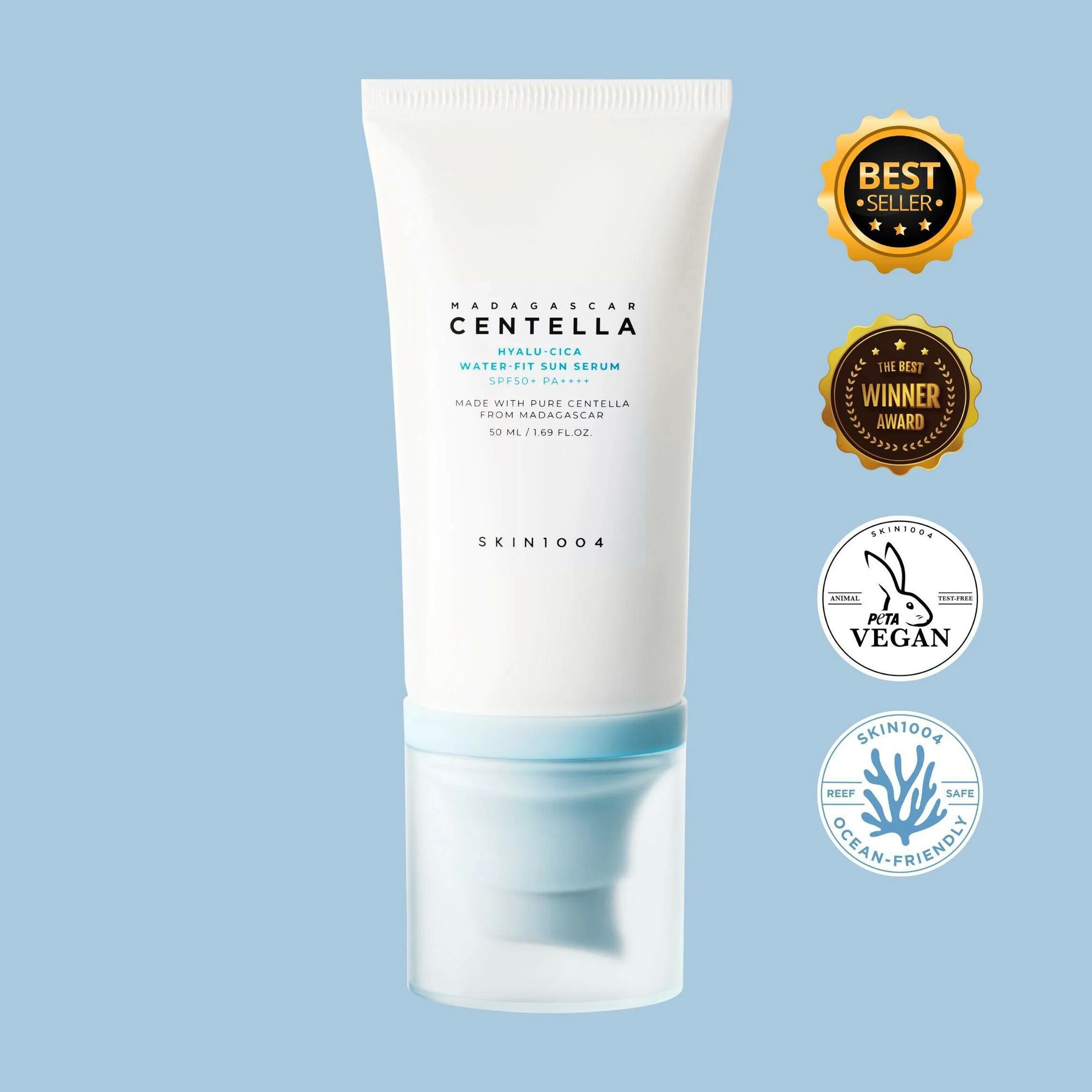 Увлажняющая солнцезащитная сыворотка SKIN1004 Madagascar Centella Hyalu-Cica Water-Fit SPF50+ PA++++, 50 мл
