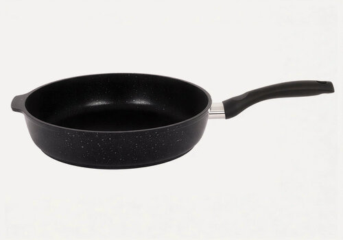 Изображение товара Сковорода 28/6,5 см с антипригарным покрытием (темный мрамор) с ручкой, линия "Мраморная"