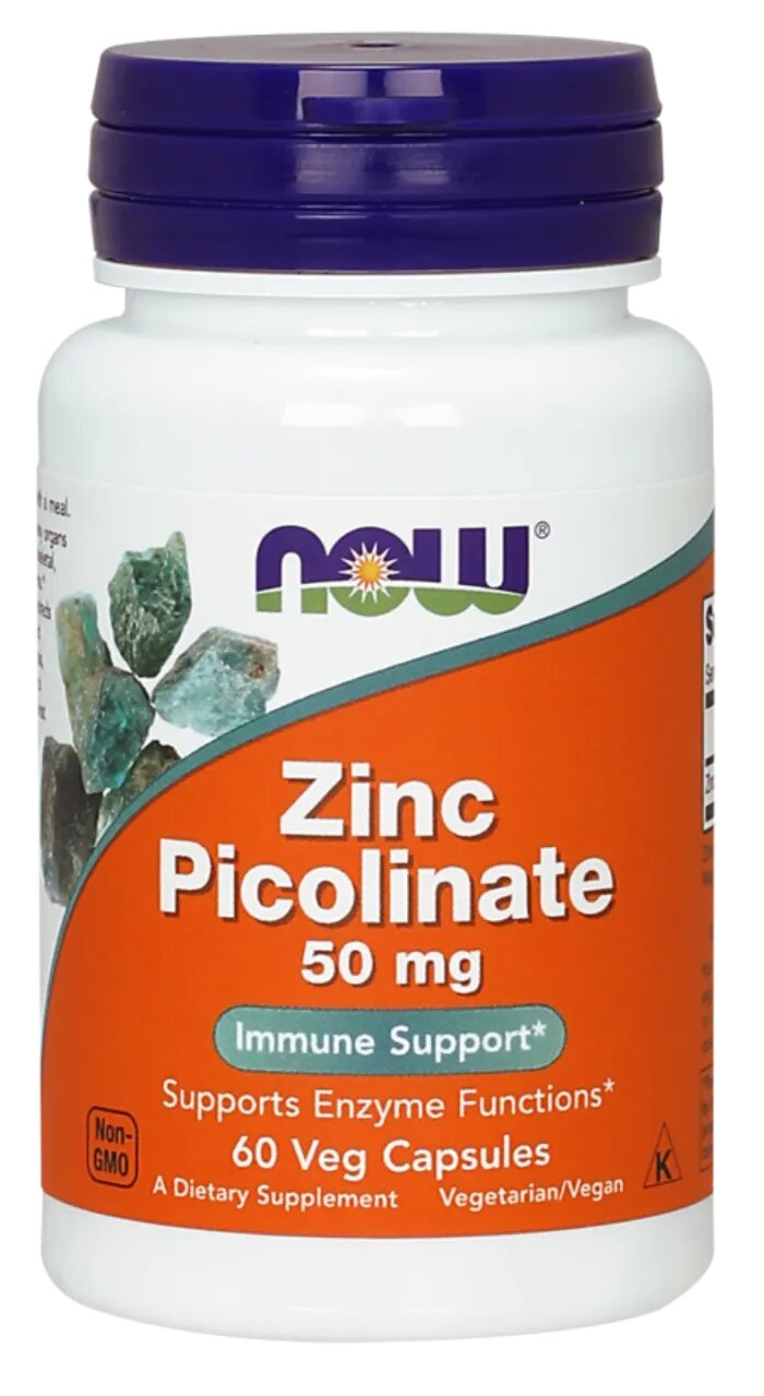 NOW Zinc Picolinate 50 mg 60 капсул — цинк пиколинат для иммунитета, кожи, гормонального баланса и обмена веществ