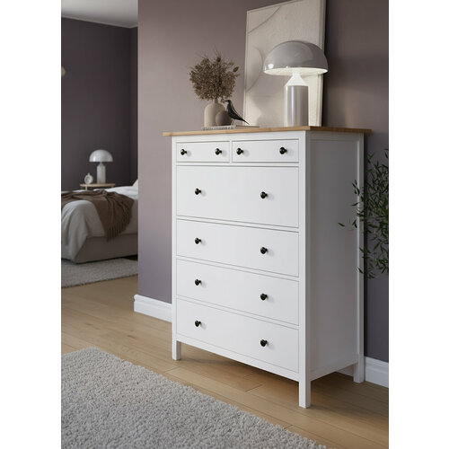 фото Комод хемнэс hemnes/ кымор, 108x131x50см, 6 ящиков, белый/светло-коричневый лузалес
