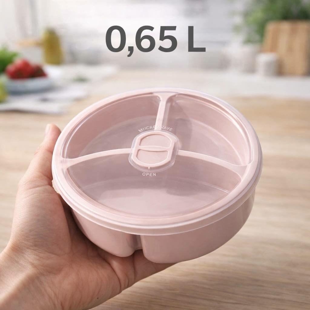 Ланч-бокс с разделителями, пластиковый контейнер с крышкой 3