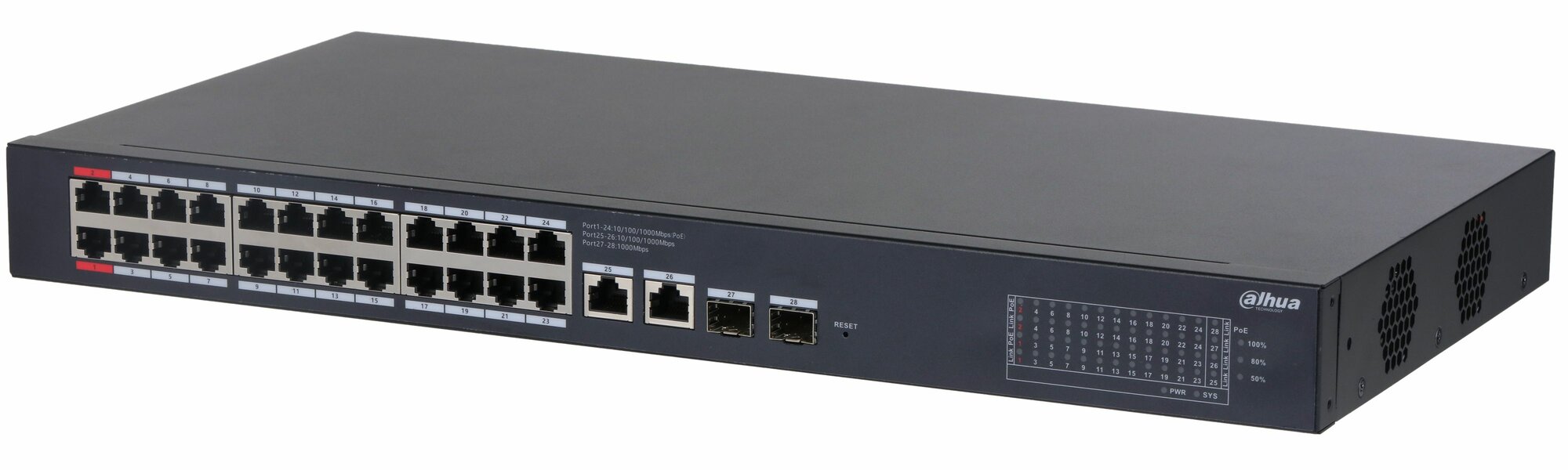Коммутатор Dahua DH-CS4228-24GT-375 24-портовый гигабитный PoE с функцией облачного управления