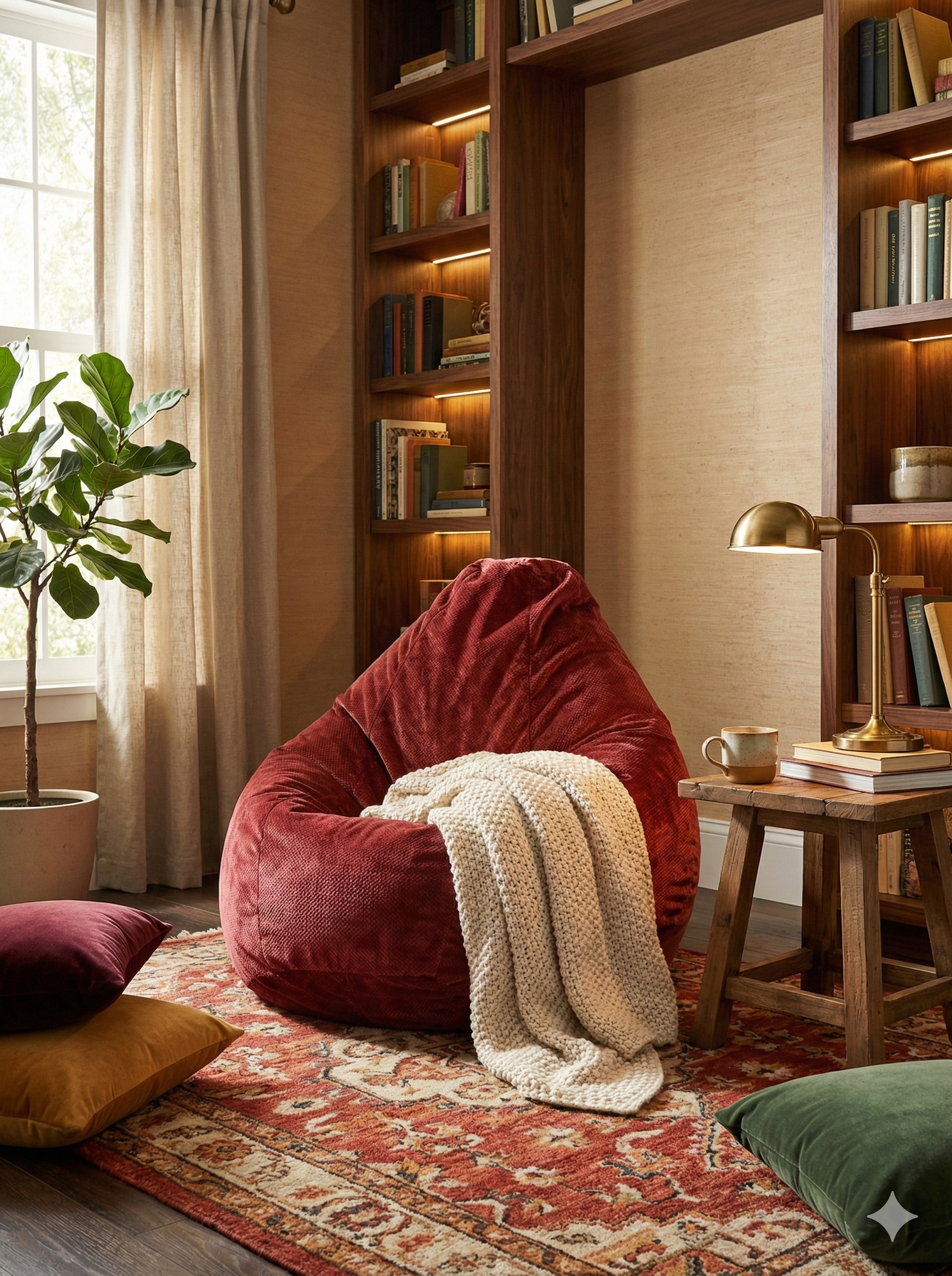 Кресло-мешок Пуффбери «Груша», размер XXL средний, Велюр Красный — фото 1