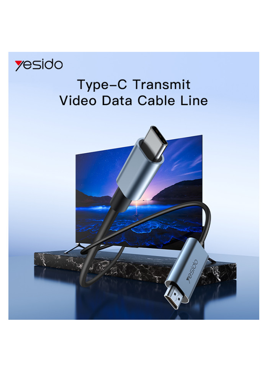 Yesido HM10 Новинка 4K 60Hz HD USB Type C — HDMI HD Видеокабель-адаптер — фото 1