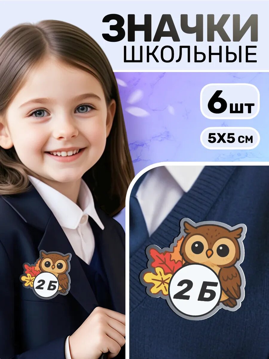 Значки на рюкзак акриловый для школьников 2 класс (2Б)