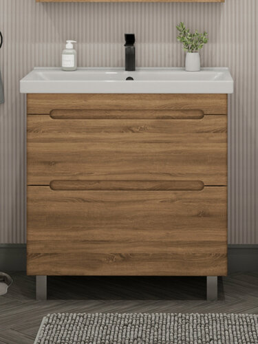 Изображение товара Тумба напольная SanStar Diva 80 с раковиной Фест 80 (комплект) для ванной комнаты, Gold Craft