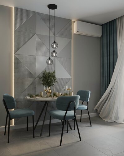 Изображение товара Стеновые панели мдф декоративные, 3д, под ПВХ пленкой, 500х500 мм, светло-серый, 4 шт