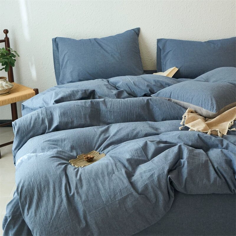 Пододеяльник и простыня в винтажном стиле MUJI, из чистого хлопка, 150x200x230 см, цельный комплект для гостевых домов