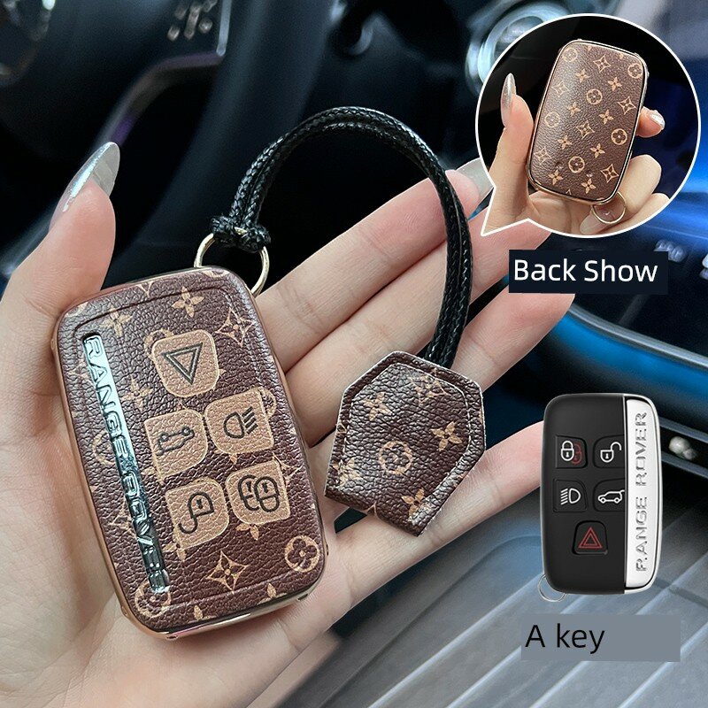 Премиум коричневый цветочный чехол для ключей подходит для Land Rover Range Rover, Evoque, Discovery 4/5, Velar, Sport