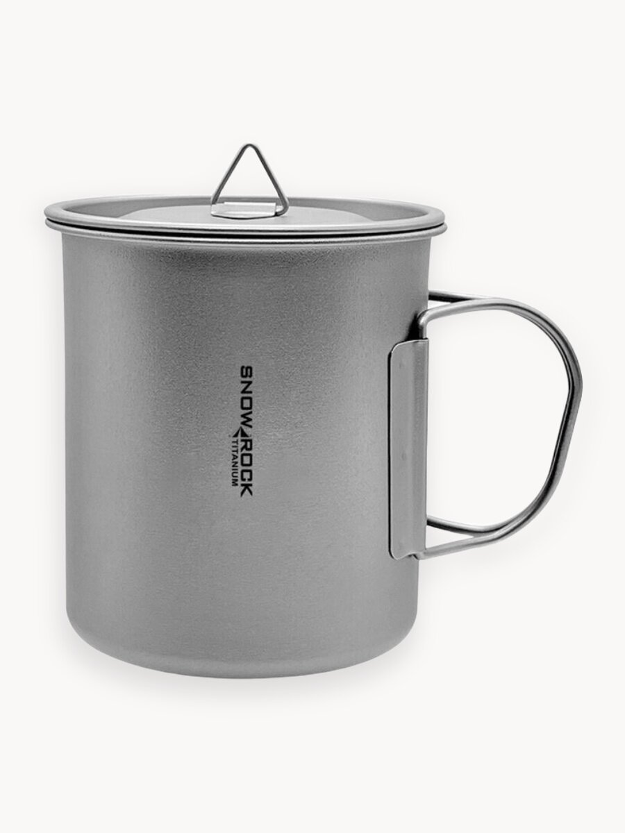 Кружка титановая CFPRESS походная, с крышкой, 600 мл, складные ручки