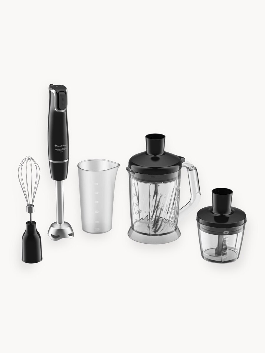 Блендер погружной Moulinex Infinyforce DD94L810 с измельчителем Xl, мерным стаканом, насадкой-венчиком, мерным стаканом 800 мл, 1000 Вт, черный