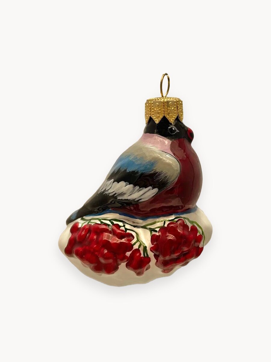 Елочная игрушка Снегирь на рябине