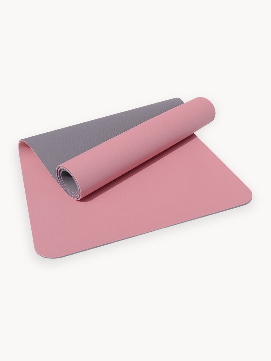 Спортивный коврик Nonstopika Relax, для йоги и пилатеса, размер 183*61*0,6см, цвет бежево-серый