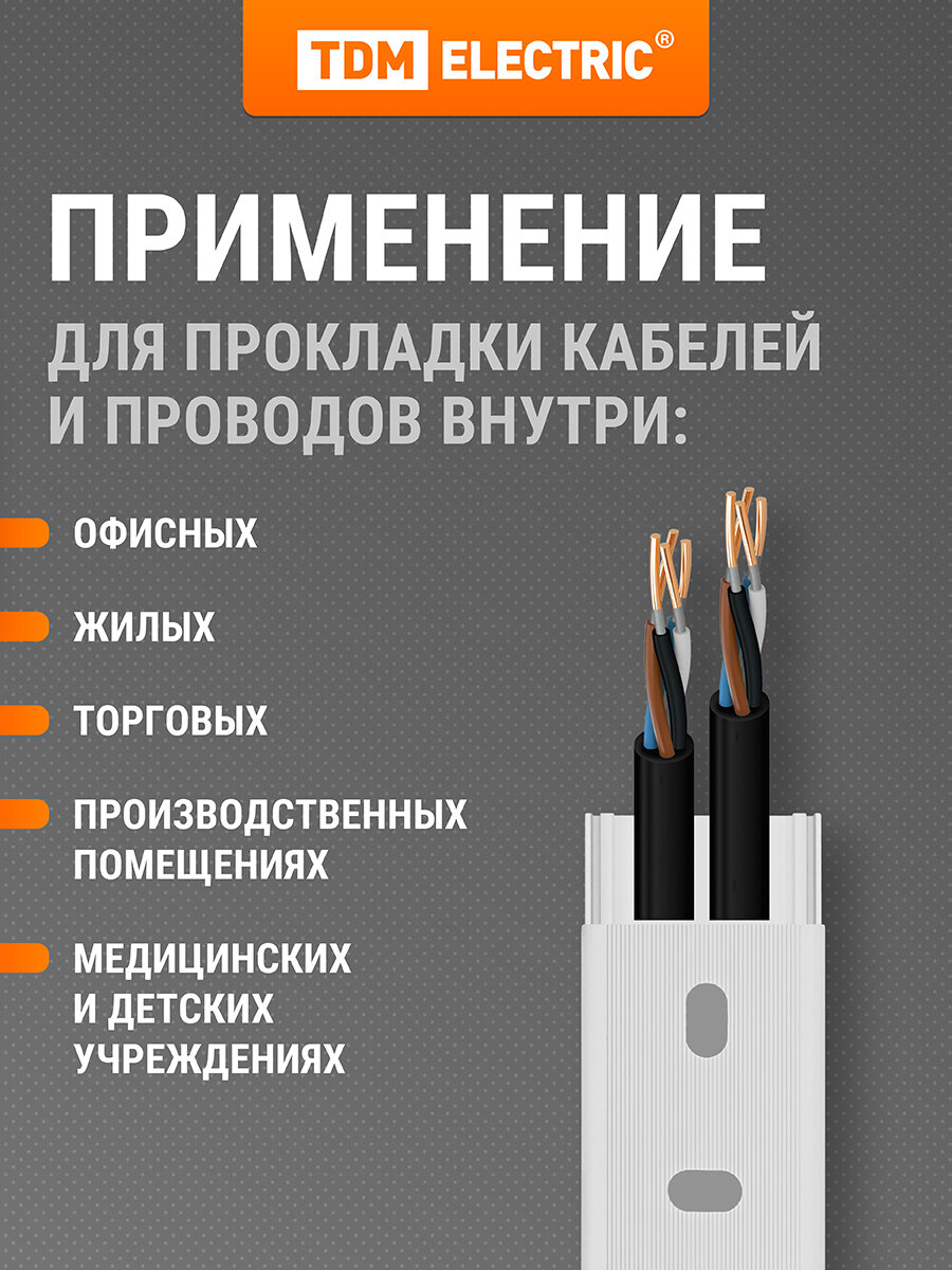 Кабель-канал белый 25х25, 2 метра, упаковка 4 штуки TDM Electric — фото 1