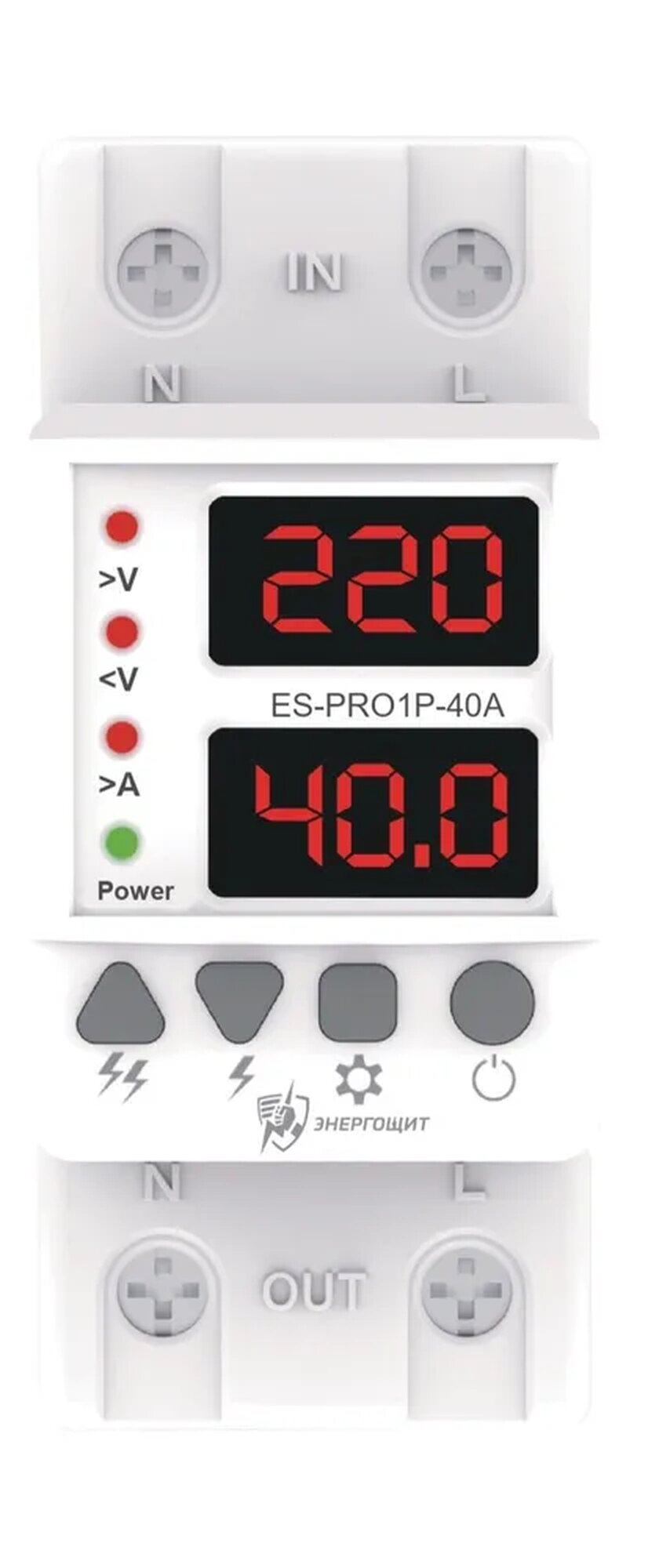 Реле контроля напряжения ES-PRO1P-40A Din рейка Энергощит — фото 1