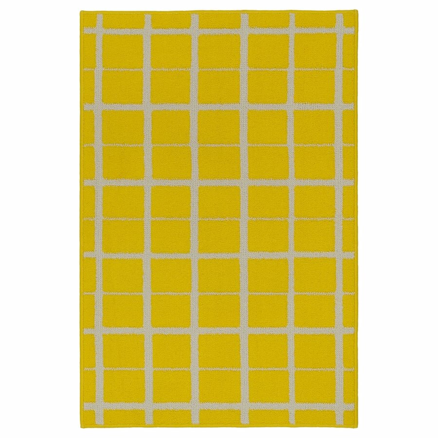 Ковер с коротким ворсом IKEA VANDPLATS 606.009.47, желтый/клетчатый, 60x90 см