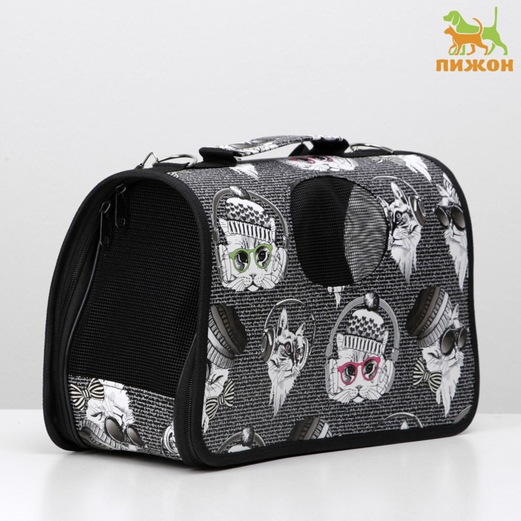 Сумка-переноска каркасная "Зимние коты" размер S 375 х 17 х 22 см
