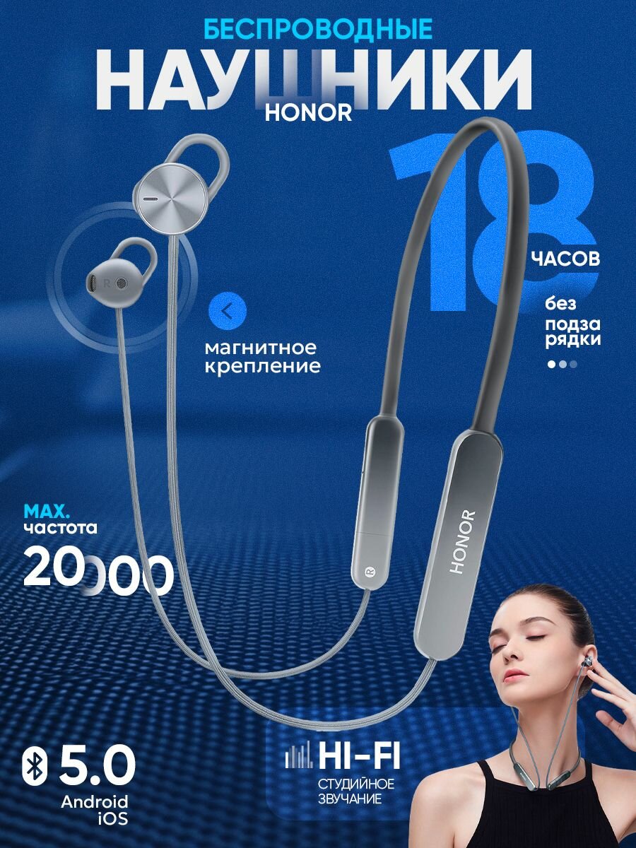 Беспроводные наушники HONOR XSport PRO AM66./серый
